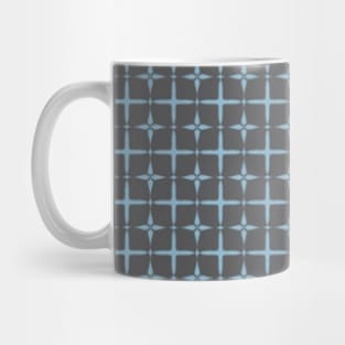 Indigo ethnic shibori pattern stars and squares Mug